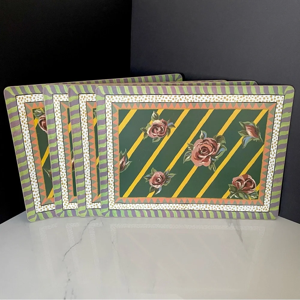 SET of 4 Torquay Rose Placemats by Mackenzie Childs